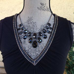 NWOT Joan Rivers Signed Faceted Jet Black Necklace